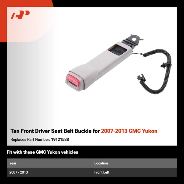 Tan Front Driver Seat Belt Buckle for 2007-2013 GMC Yukon