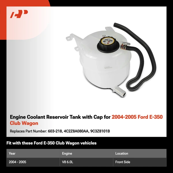 Engine Coolant Reservoir Tank with Cap for 2004-2005 Ford E-350 Club Wagon