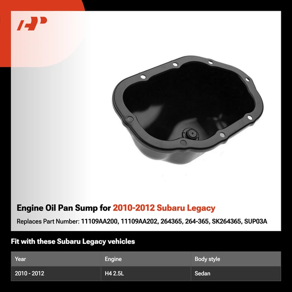Engine Oil Pan Sump for 2010-2012 Subaru Legacy