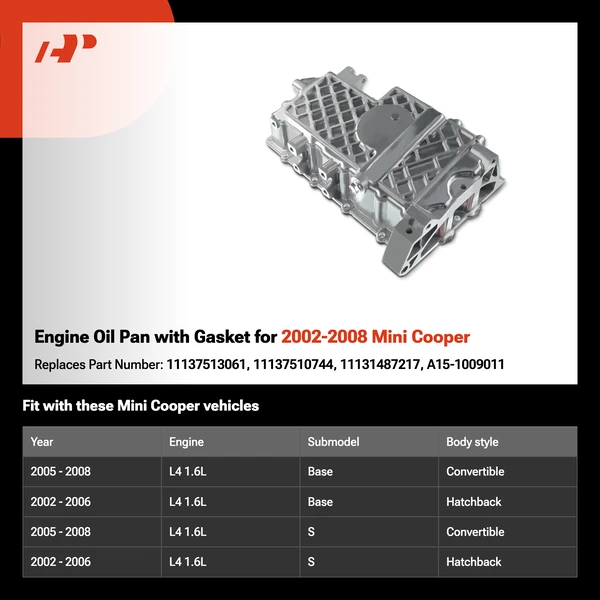 Engine Oil Pan with Gasket for 2002-2008 Mini Cooper