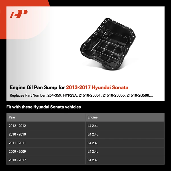 Engine Oil Pan Sump for 2013-2017 Hyundai Sonata