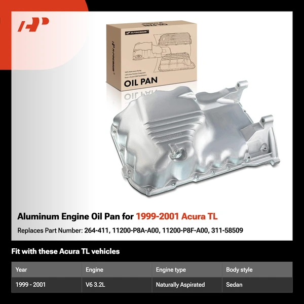 Aluminum Engine Oil Pan for 1999-2001 Acura TL