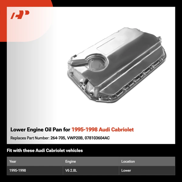 Lower Engine Oil Pan for 1995-1998 Audi Cabriolet