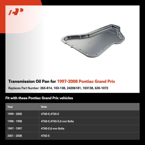 Transmission Oil Pan for 1997-2008 Pontiac Grand Prix