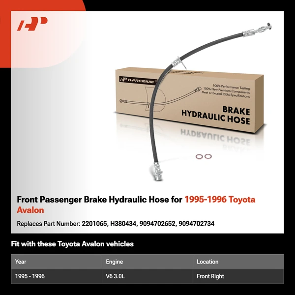 Front Passenger Brake Hydraulic Hose for 1995-1996 Toyota Avalon