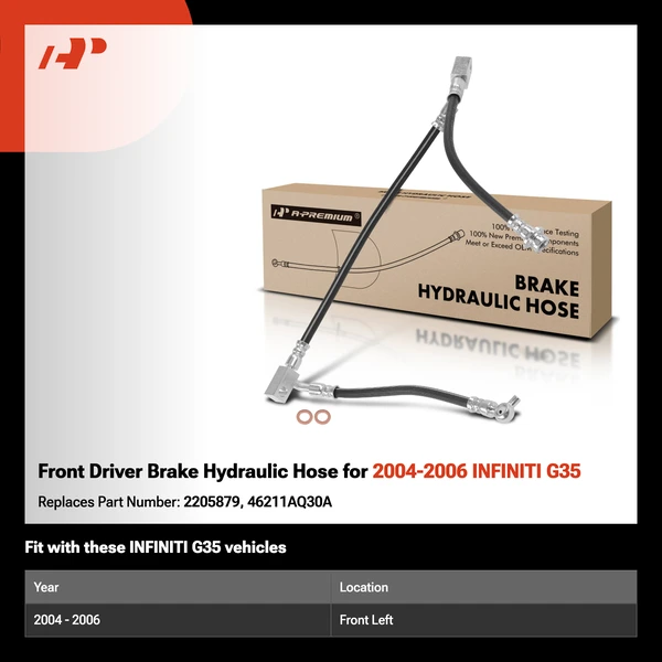Front Driver Brake Hydraulic Hose for 2004-2006 INFINITI G35