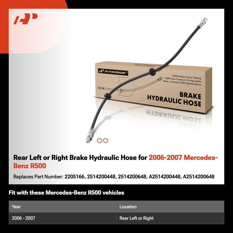 Rear Left or Right Brake Hydraulic Hose for 2006-2007 Mercedes-Benz R500