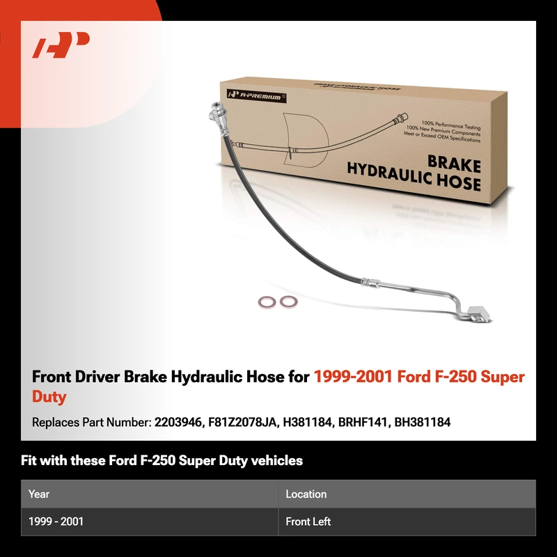 Front Driver Brake Hydraulic Hose for 1999-2001 Ford F-250 Super Duty