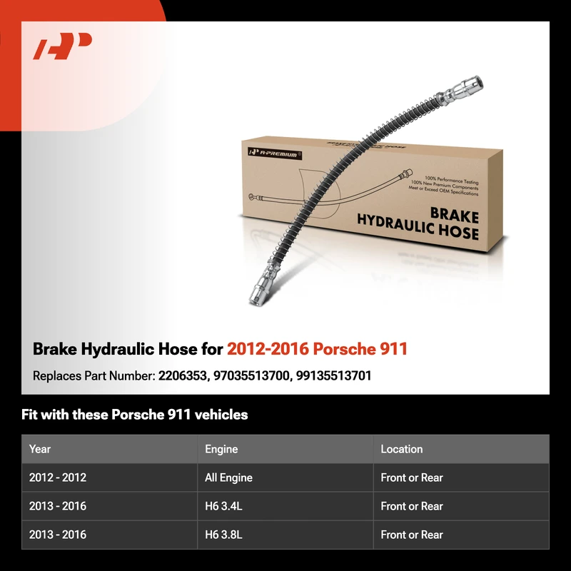 Brake Hydraulic Hose for 2012-2016 Porsche 911