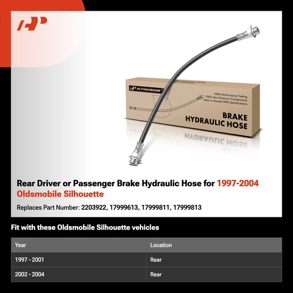 Rear Driver or Passenger Brake Hydraulic Hose for 1997-2004 Oldsmobile Silhouette