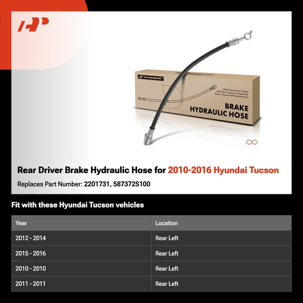 Rear Driver Brake Hydraulic Hose for 2010-2016 Hyundai Tucson