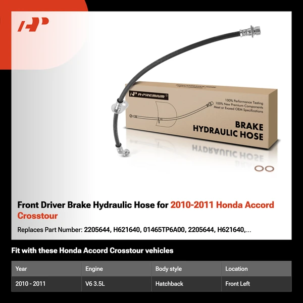 Front Driver Brake Hydraulic Hose for 2010-2011 Honda Accord Crosstour