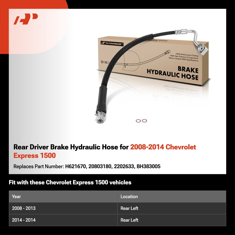 Rear Driver Brake Hydraulic Hose for 2008-2014 Chevrolet Express 1500