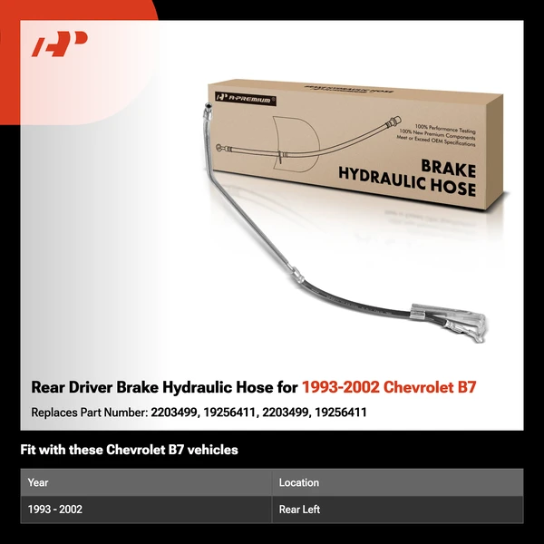 Rear Driver Brake Hydraulic Hose for 1993-2002 Chevrolet B7