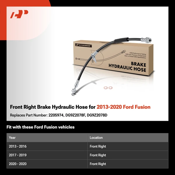 Front Right Brake Hydraulic Hose for 2013-2020 Ford Fusion
