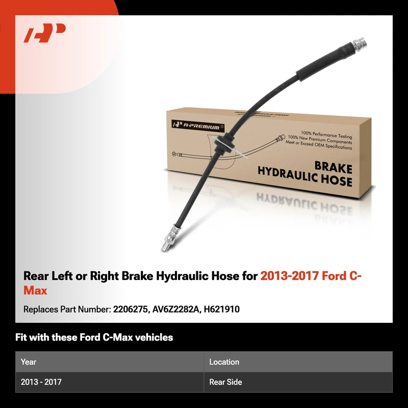 Rear Left or Right Brake Hydraulic Hose for 2013-2017 Ford C-Max