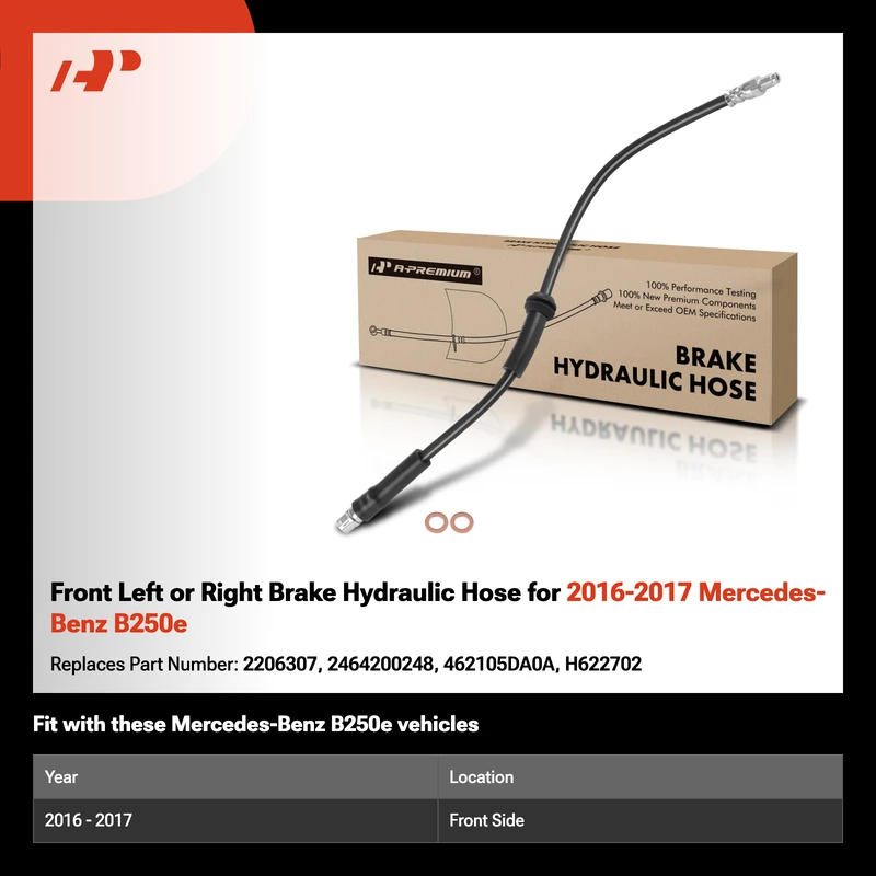 Front Left or Right Brake Hydraulic Hose for 2016-2017 Mercedes-Benz B250e