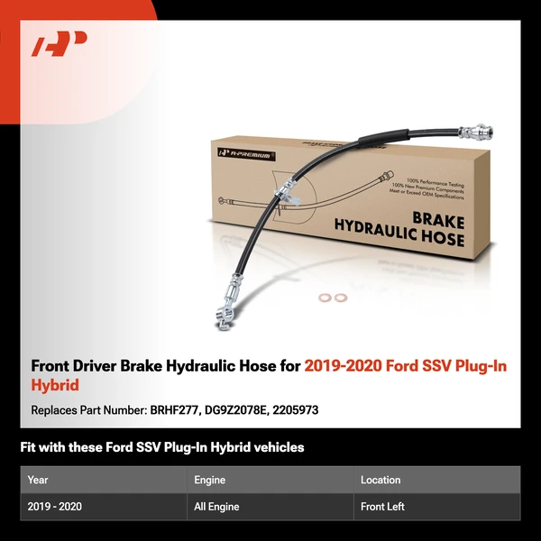 Front Driver Brake Hydraulic Hose for 2019-2020 Ford SSV Plug-In Hybrid