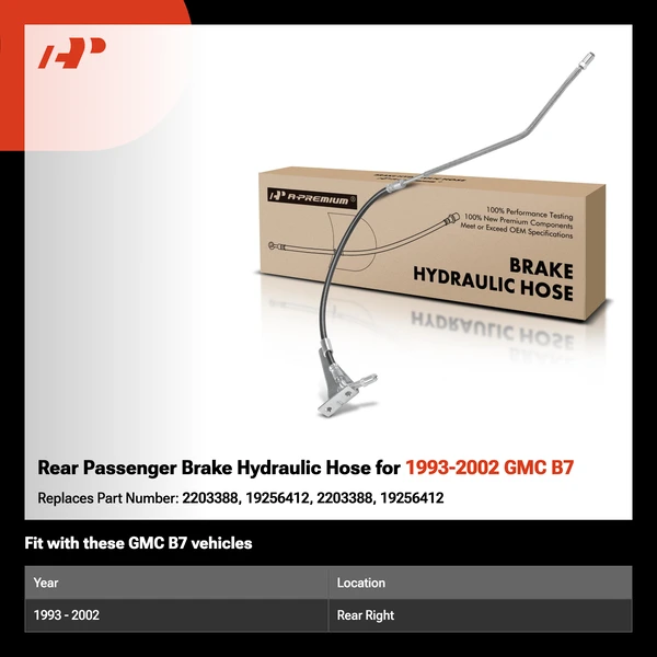 Rear Passenger Brake Hydraulic Hose for 1993-2002 GMC B7