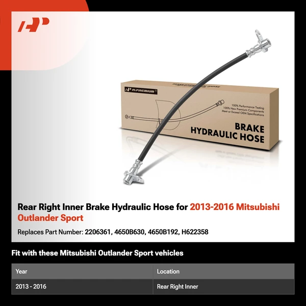 Rear Right Inner Brake Hydraulic Hose for 2013-2016 Mitsubishi Outlander Sport