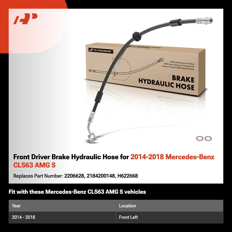 Front Driver Brake Hydraulic Hose for 2014-2018 Mercedes-Benz CLS63 AMG S