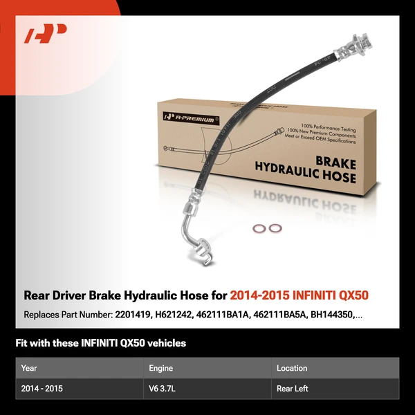 Rear Driver Brake Hydraulic Hose for 2014-2015 INFINITI QX50