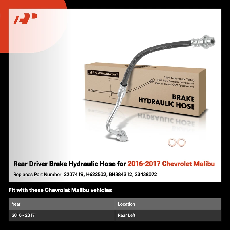 Rear Driver Brake Hydraulic Hose for 2016-2017 Chevrolet Malibu