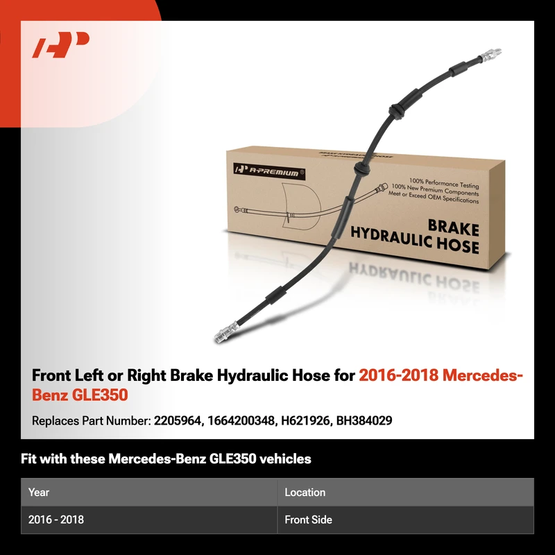 Front Left or Right Brake Hydraulic Hose for 2016-2018 Mercedes-Benz GLE350