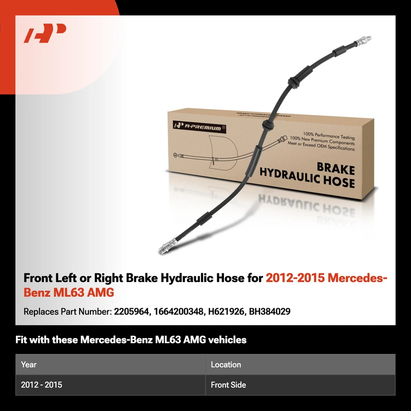 Front Left or Right Brake Hydraulic Hose for 2012-2015 Mercedes-Benz ML63 AMG