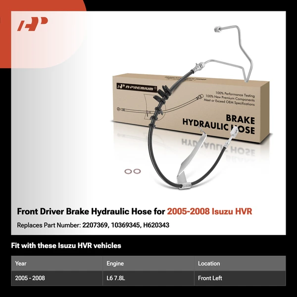 Front Driver Brake Hydraulic Hose for 2005-2008 Isuzu HVR