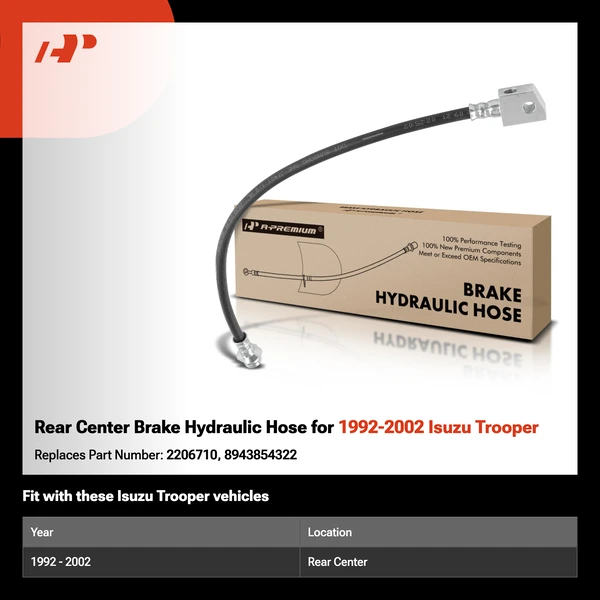 Rear Center Brake Hydraulic Hose for 1992-2002 Isuzu Trooper