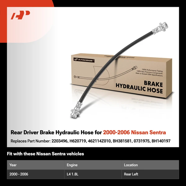 Rear Driver Brake Hydraulic Hose for 2000-2006 Nissan Sentra
