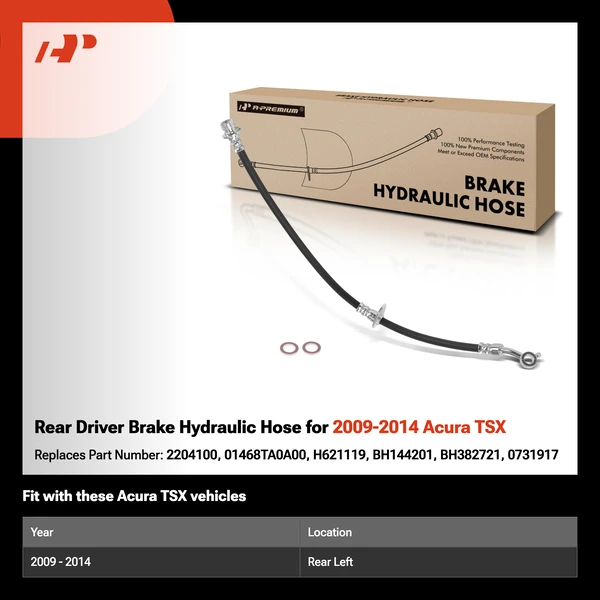 Rear Driver Brake Hydraulic Hose for 2009-2014 Acura TSX