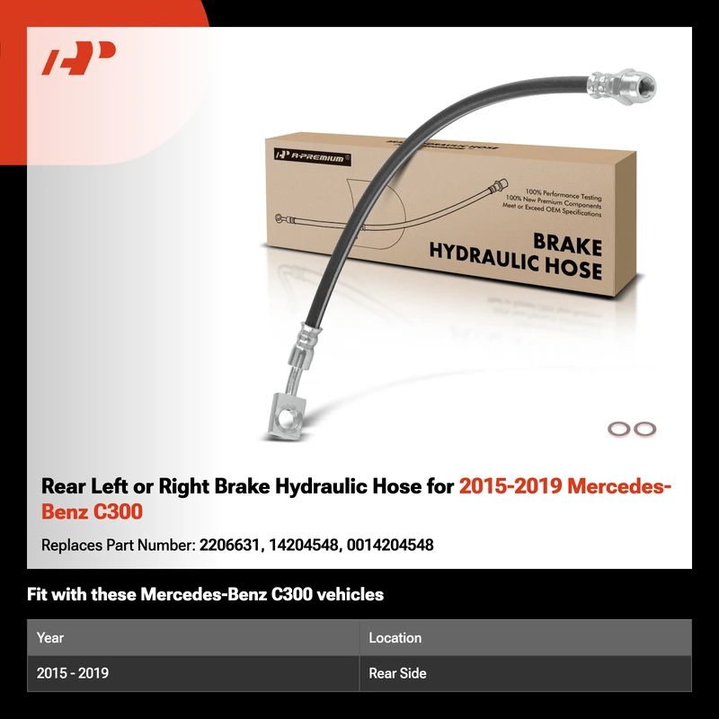 Rear Left or Right Brake Hydraulic Hose for 2015-2019 Mercedes-Benz C300