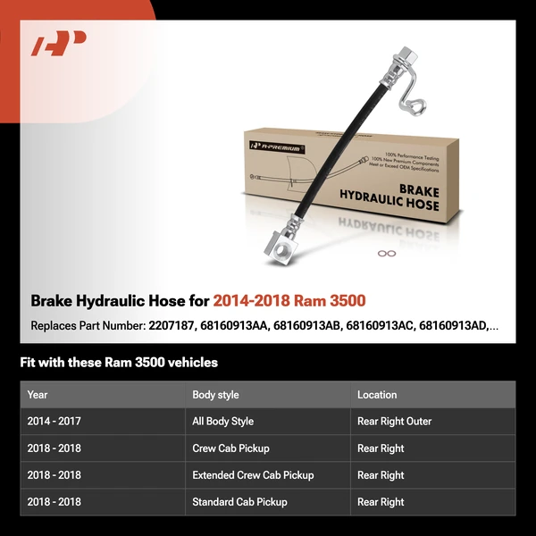 Brake Hydraulic Hose for 2014-2018 Ram 3500