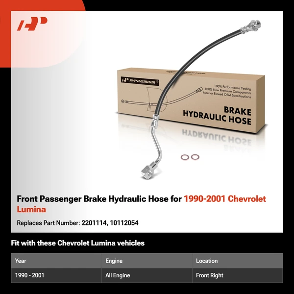 Front Passenger Brake Hydraulic Hose for 1990-2001 Chevrolet Lumina