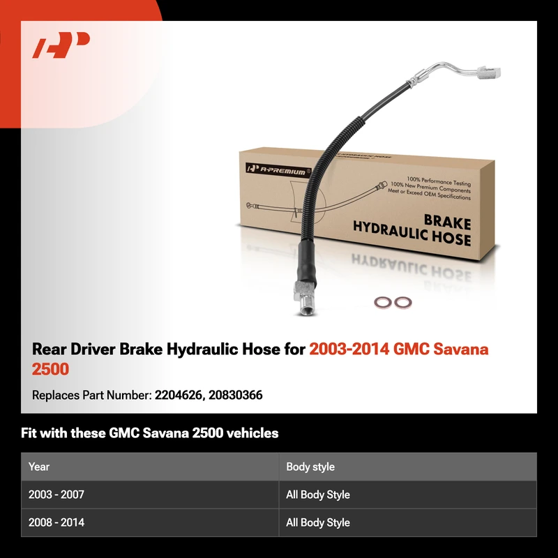 Rear Driver Brake Hydraulic Hose for 2003-2014 GMC Savana 2500