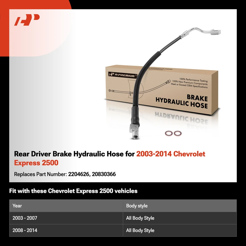 Rear Driver Brake Hydraulic Hose for 2003-2014 Chevrolet Express 2500