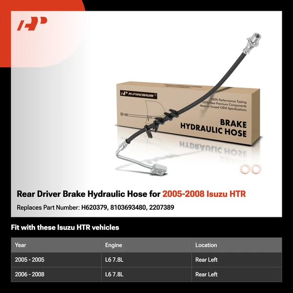 Rear Driver Brake Hydraulic Hose for 2005-2008 Isuzu HTR