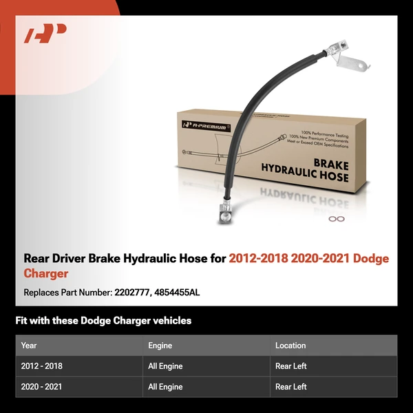 Rear Driver Brake Hydraulic Hose for 2012-2018 2020-2021 Dodge Charger