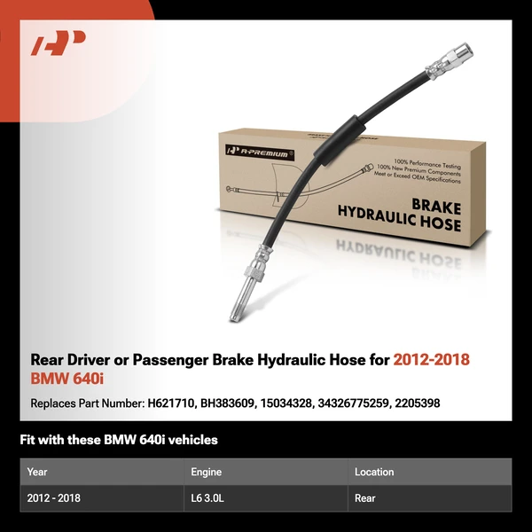 Rear Driver or Passenger Brake Hydraulic Hose for 2012-2018 BMW 640i