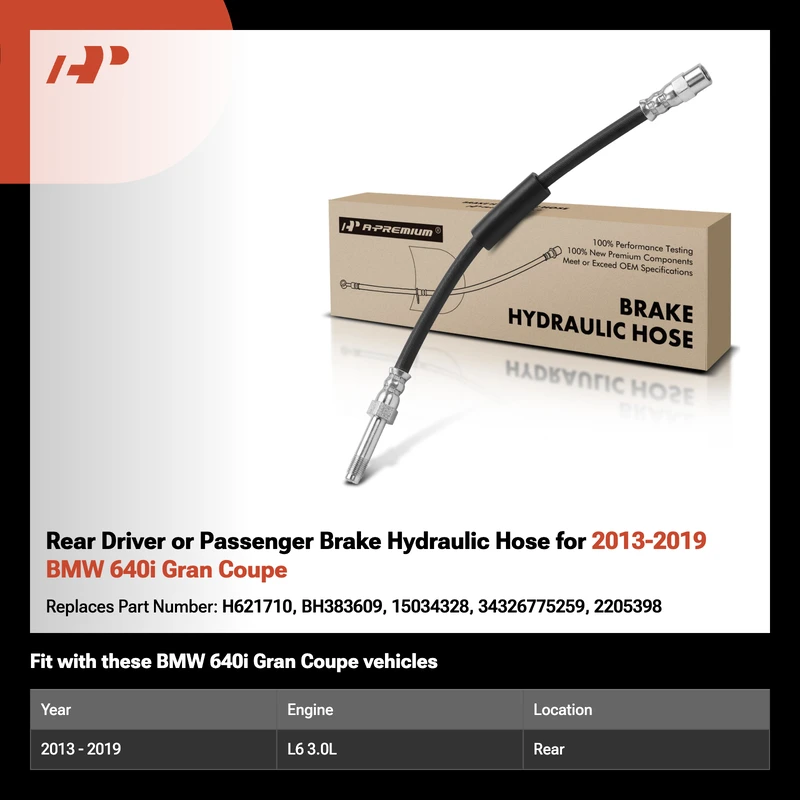 Rear Driver or Passenger Brake Hydraulic Hose for 2013-2019 BMW 640i Gran Coupe