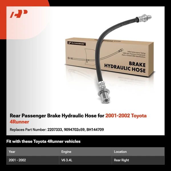 Rear Passenger Brake Hydraulic Hose for 2001-2002 Toyota 4Runner