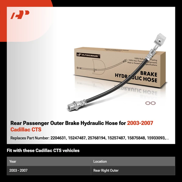 Rear Passenger Outer Brake Hydraulic Hose for 2003-2007 Cadillac CTS