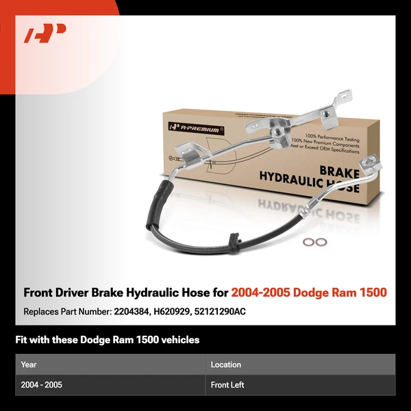 Front Driver Brake Hydraulic Hose for 2004-2005 Dodge Ram 1500