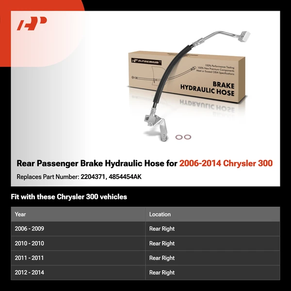 Rear Passenger Brake Hydraulic Hose for 2006-2014 Chrysler 300