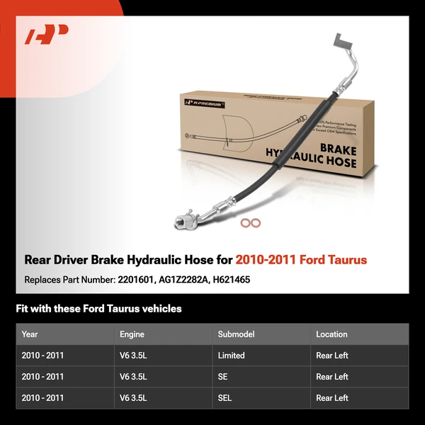 Rear Driver Brake Hydraulic Hose for 2010-2011 Ford Taurus
