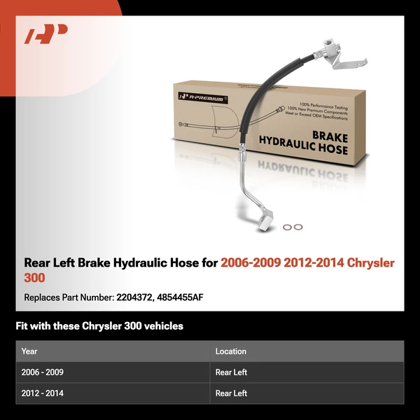 Rear Left Brake Hydraulic Hose for 2006-2009 2012-2014 Chrysler 300