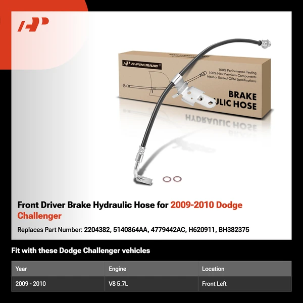Front Driver Brake Hydraulic Hose for 2009-2010 Dodge Challenger