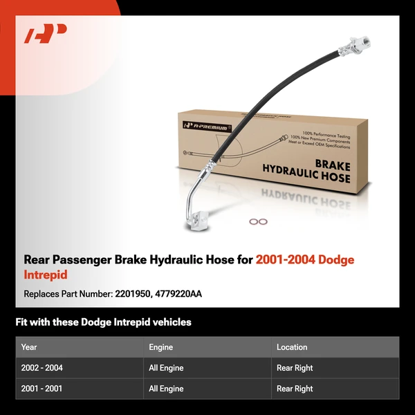 Rear Passenger Brake Hydraulic Hose for 2001-2004 Dodge Intrepid